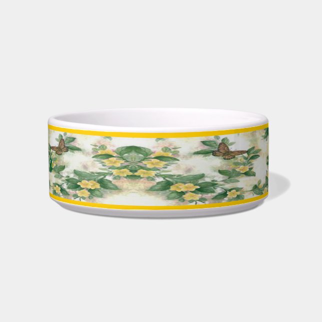 Personalized Flowers And Butterflies Pet Bowl (Right)