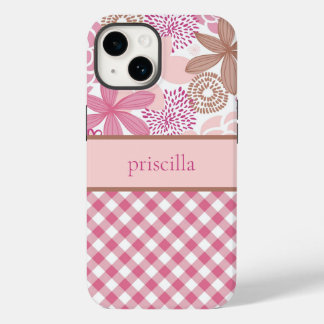 Personalized Flowers and Plaid Phone Case