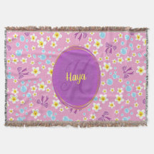 personalized flowers, bow and bubbles pattern