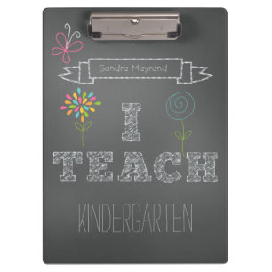 Personalized Flowers Chalkboard I Teach Clipboard