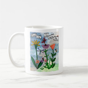 Personalized Flowers Musical Notes and Joy Artwork Coffee Mug