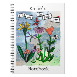 Personalized Flowers Musical Notes and Joy Artwork Notebook