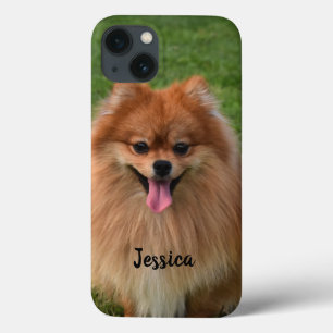 Personalized Fluffy Brown Pomeranian Puppy Dog iPhone 13 Case
