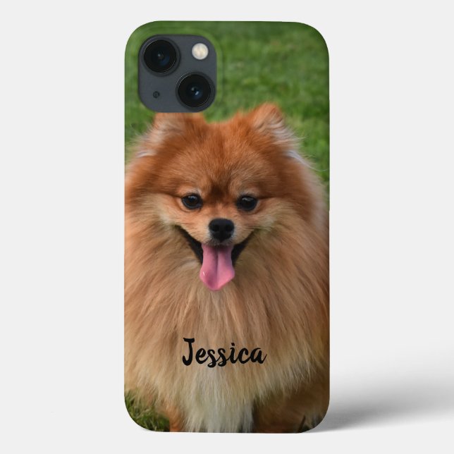 Personalized Fluffy Brown Pomeranian Puppy Dog Case-Mate iPhone Case (Back)