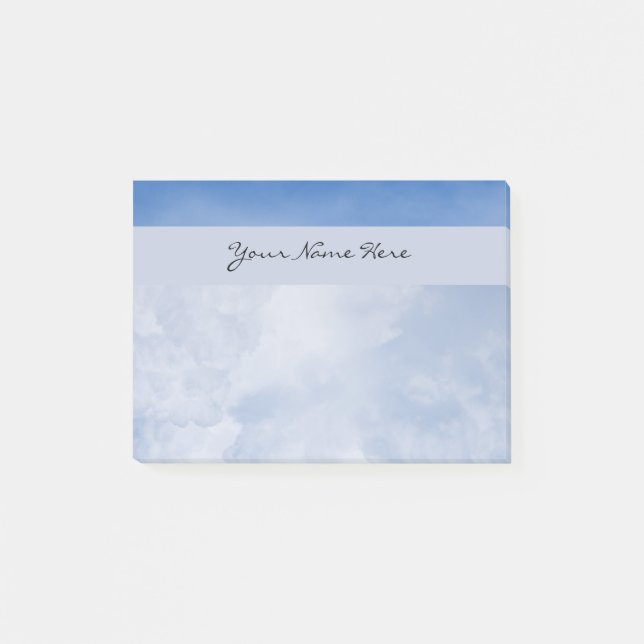 Personalized Fluffy Clouds and Blue Sky Post-it Notes (Front)