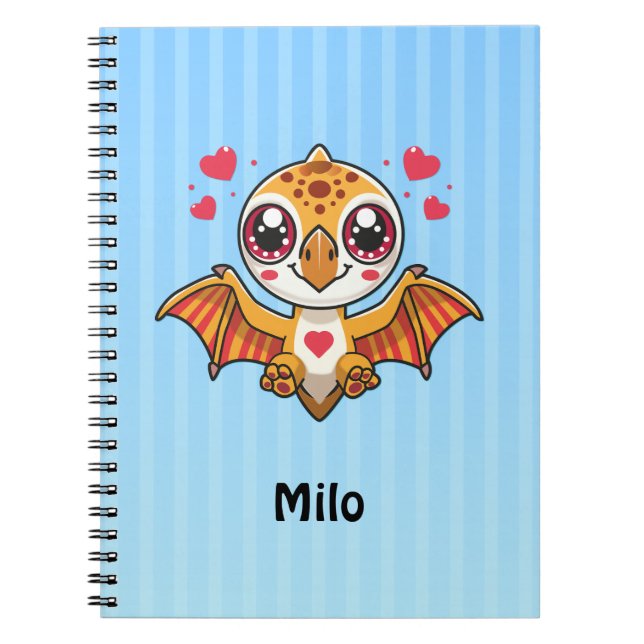 Personalized Flying Dinosaur Notebook – Add Name (Front)
