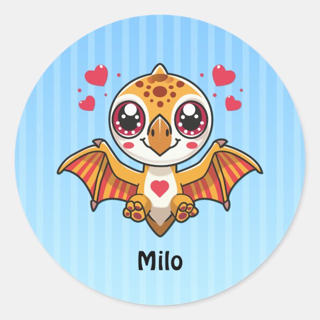 Personalized Flying Dinosaur Stickers (Front)