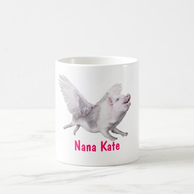Personalized Flying Pig Mug for Mom Grandma Nana (Center)