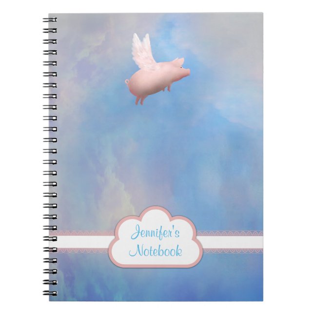 Personalized Flying Pig Notebook (Front)