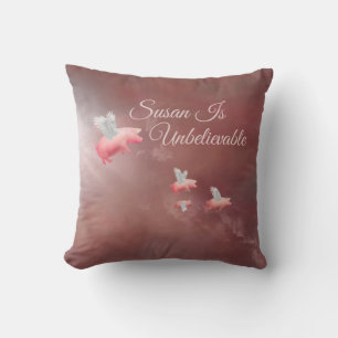 Personalized Flying Pig Throw Pillow