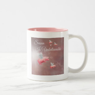 Personalized Flying Pig Two-Tone Coffee Mug