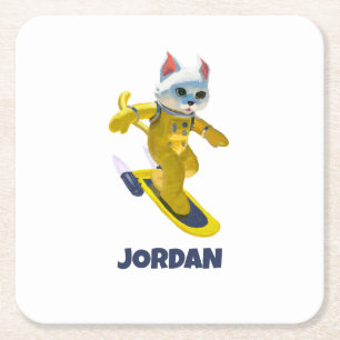 Personalized Flying Skateboard Magnet Square Paper Coaster