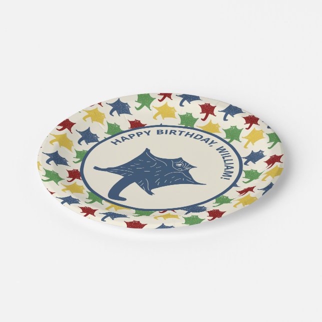 Personalized Flying Sugar Gliders Primary Colours Paper Plate (Angled)