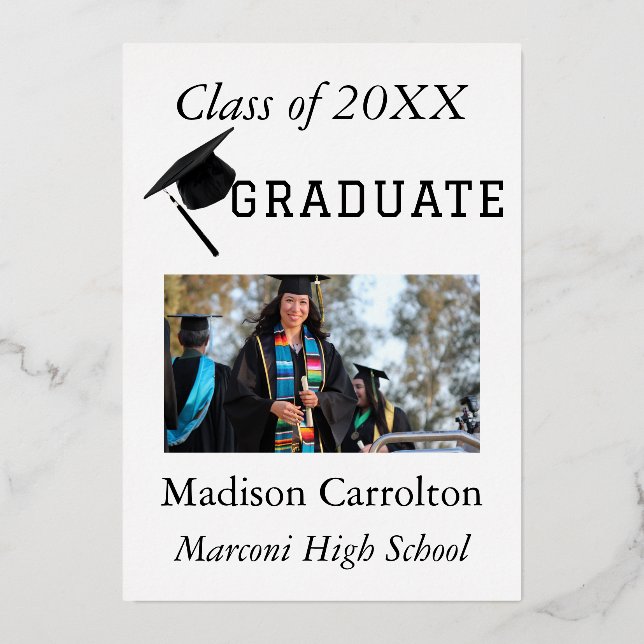 Personalized Foiled Graduatioin Announcement (Front)