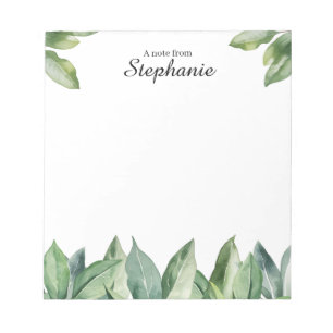 Personalized Foliage Watercolor Notepad