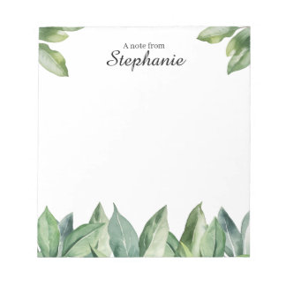 Personalized Foliage Watercolor Notepad