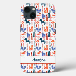 Personalized Folk Art Woodland Animal iPhone 13 Case