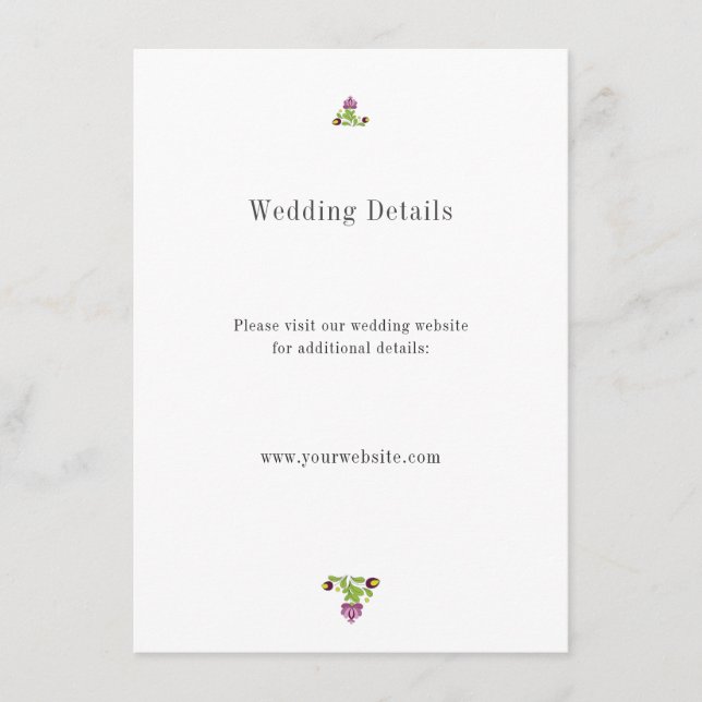 Personalized Folk Floral Wedding Details Enclosure Card (Front)