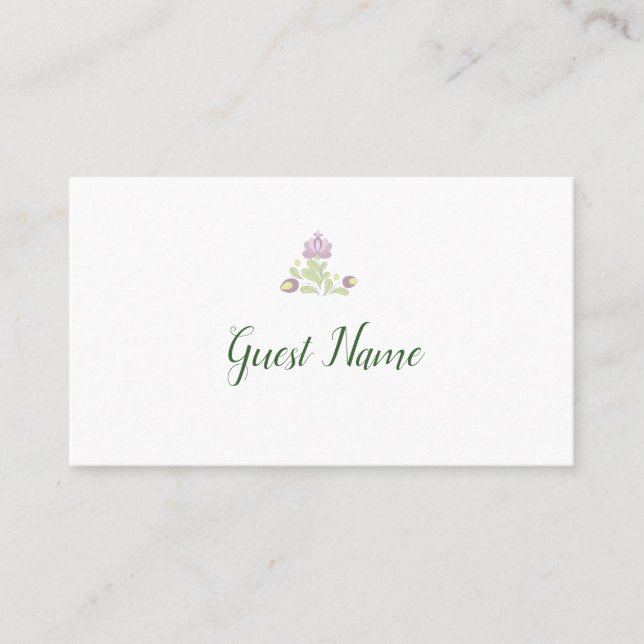 Personalized Folk Floral Wedding Place Card (Front)