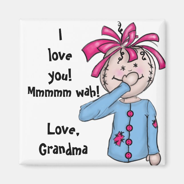 Personalized Folk Rag Doll Cartoon Magnet (Front)