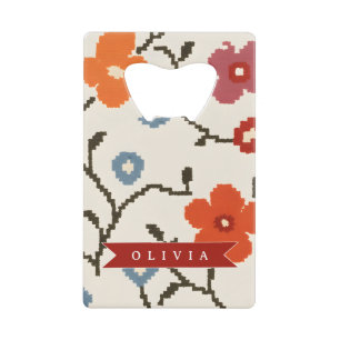 Personalized Folk Scandi Boho Vintage Floral  Credit Card Bottle Opener