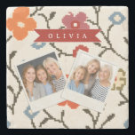 Personalized Folk Scandi Boho Vintage Floral  Stone Coaster<br><div class="desc">This design makes me feel better right away. Colours that are soft and earthy. Basic flower forms. A calm, comfortable Scandinavian folk sound that makes you feel warm, nostalgic, and timeless. This personalized folk Scandi floral collection was made for folks who like soft patterns, natural colours, and important accents that...</div>
