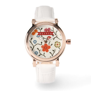 Personalized Folk Scandi Boho Vintage Floral Watch