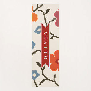 Personalized Folk Scandi Boho Vintage Floral Yoga Mat
