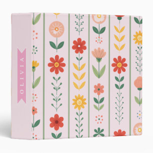 Personalized folk scandinavian floral pattern binder