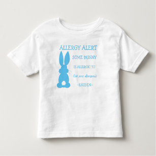 Personalized Food Allergy Alert Blue Easter Bunny Toddler T-shirt