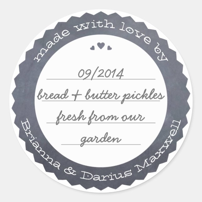 Personalized Food Gift Label Circle Chalkboard (Front)