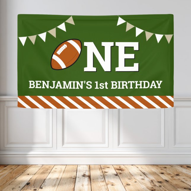 Personalized Football 1st Birthday Party Banner (Creator Uploaded)