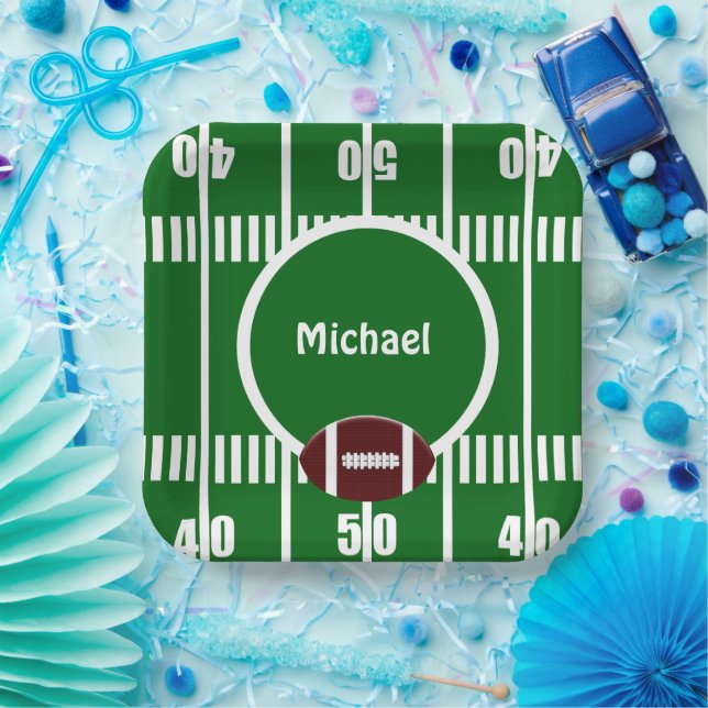 Personalized Football 50 Yard Line Paper Plate (Party)