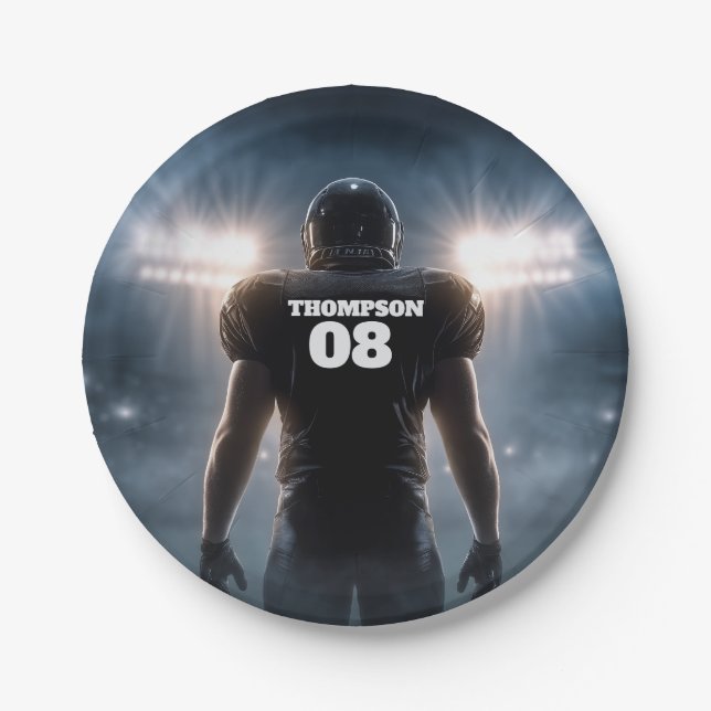 Personalized Football Birthday Party Paper Plate (Front)