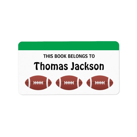 Personalized football cartoon bookplates for kids
