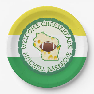 Personalized Football Cheese Head Paper Plates