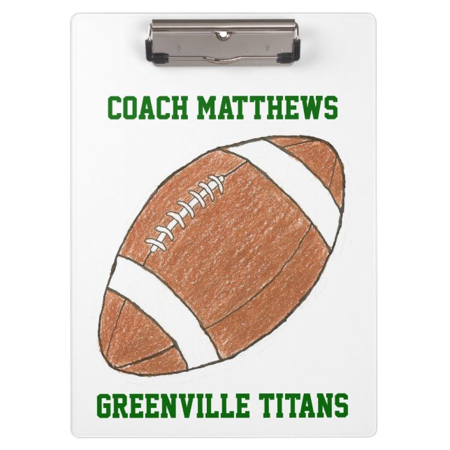 Personalized football coach gift clipboard (Front)