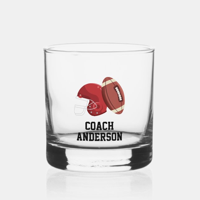 Personalized Football Coach Sports Trainer Custom Whiskey Glass (Front)