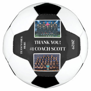 Personalized Football Coach Team 2 Photo Thank You Soccer Ball
