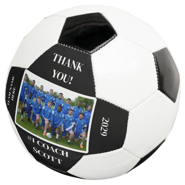 Personalized Football Coach Team Photo Thank You Soccer Ball (Three Quarter)