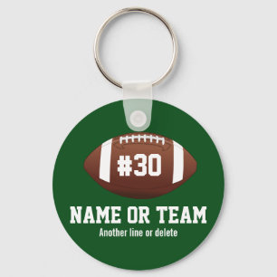 Personalized Football Design Name, Number, Team Keychain