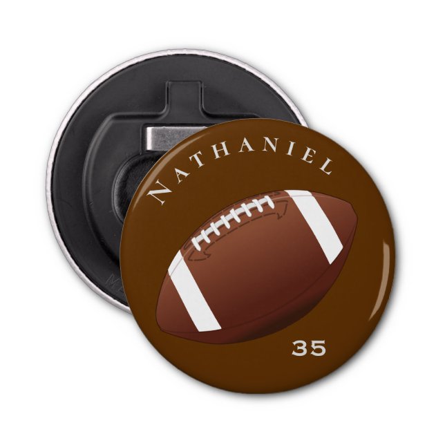 Personalized Football Enthusiasts Photo and Text Bottle Opener (Front)