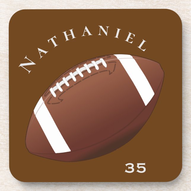 Personalized Football Enthusiasts Photo and Text Coaster (Front)