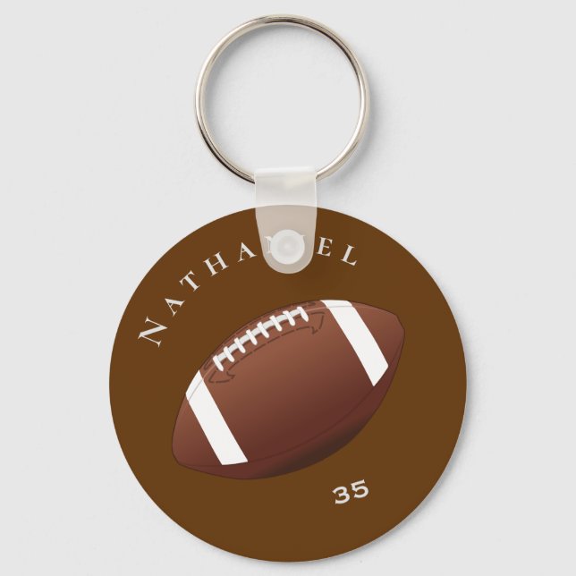 Personalized Football Enthusiasts Photo and Text Keychain (Front)