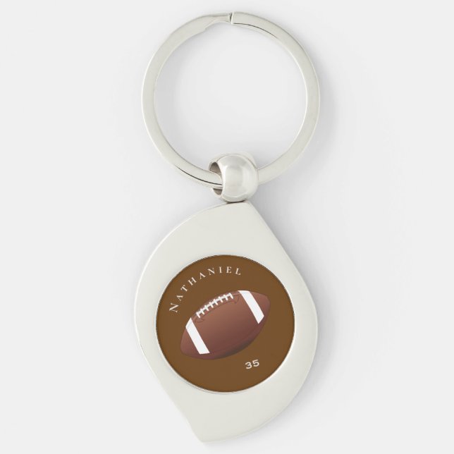 Personalized Football Enthusiasts Photo and Text Keychain (Front)