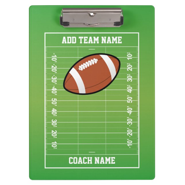 Personalized Football Field Coach Clipboard (Front)