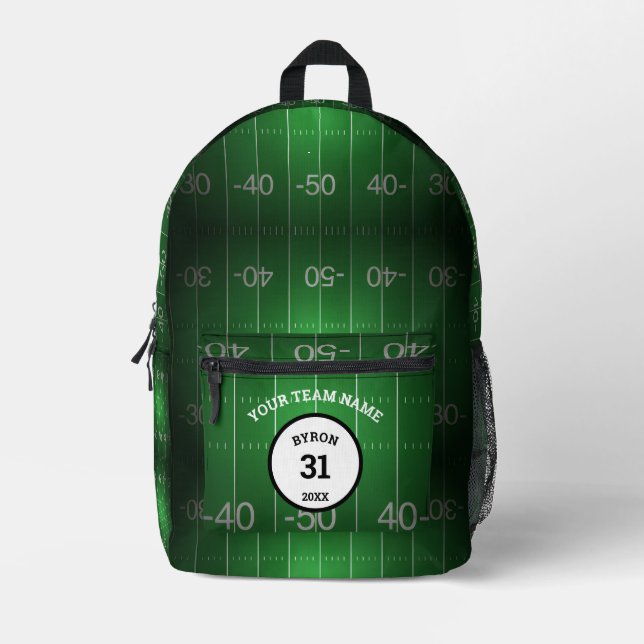 Personalized Football Field Printed Backpack (Front)