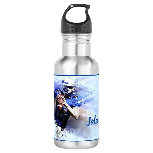 Personalized Football Figure Water Bottle (Front)