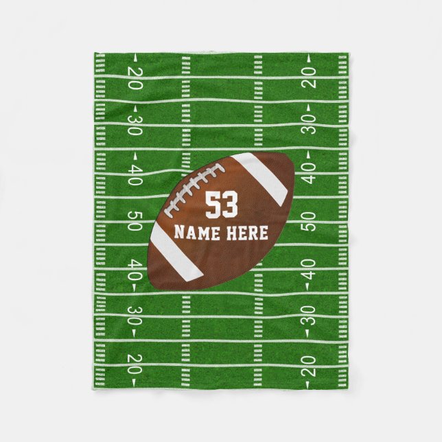 Personalized Football Fleece Blanket,  Your Text (Front)