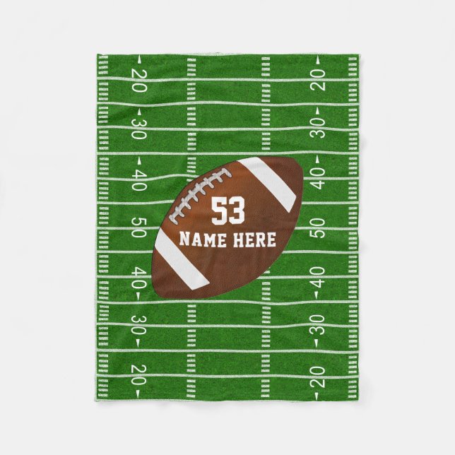 Personalized Football Fleece Blanket,  Your Text Blanket (Front)